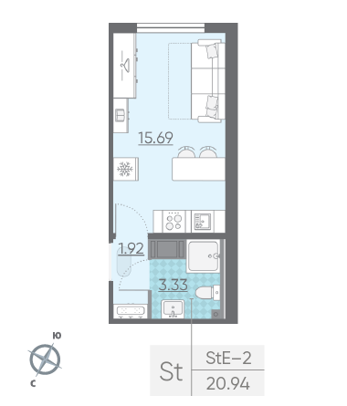 Студия 20.94 м²
